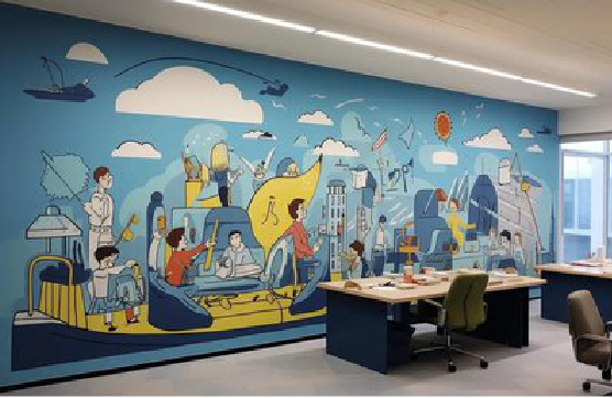  天长办公室墙绘的特点。